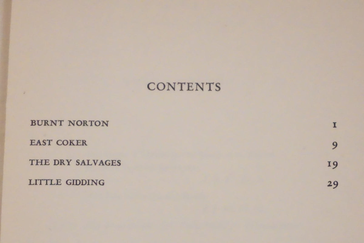 Four Quartets T S Eliot Harcourt Brace Hardcover Dust Jacket