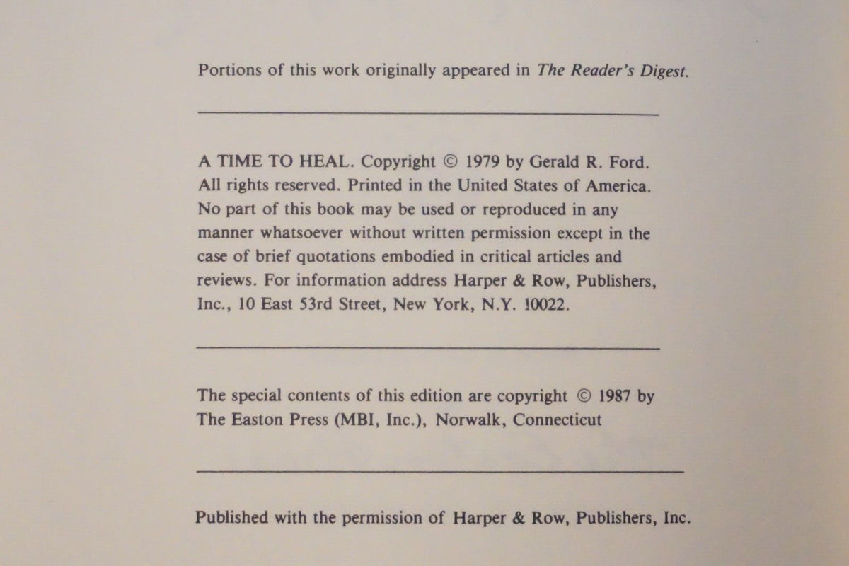 A Time To Heal by Gerald Ford 1987 Signed Easton Press