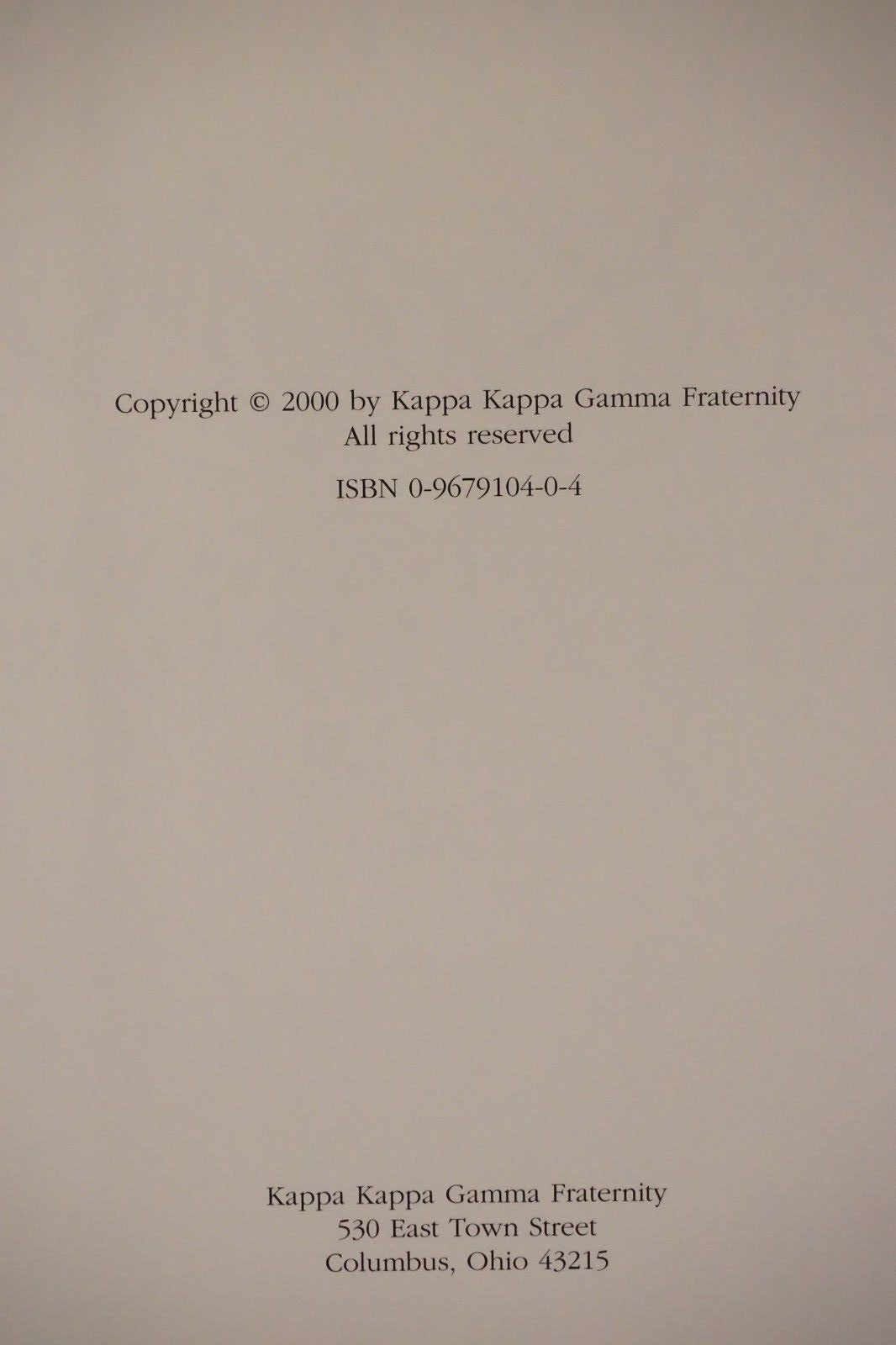 Kappa Kappa Gamma Through The Years by Denise Tessier 2000 HC DJ