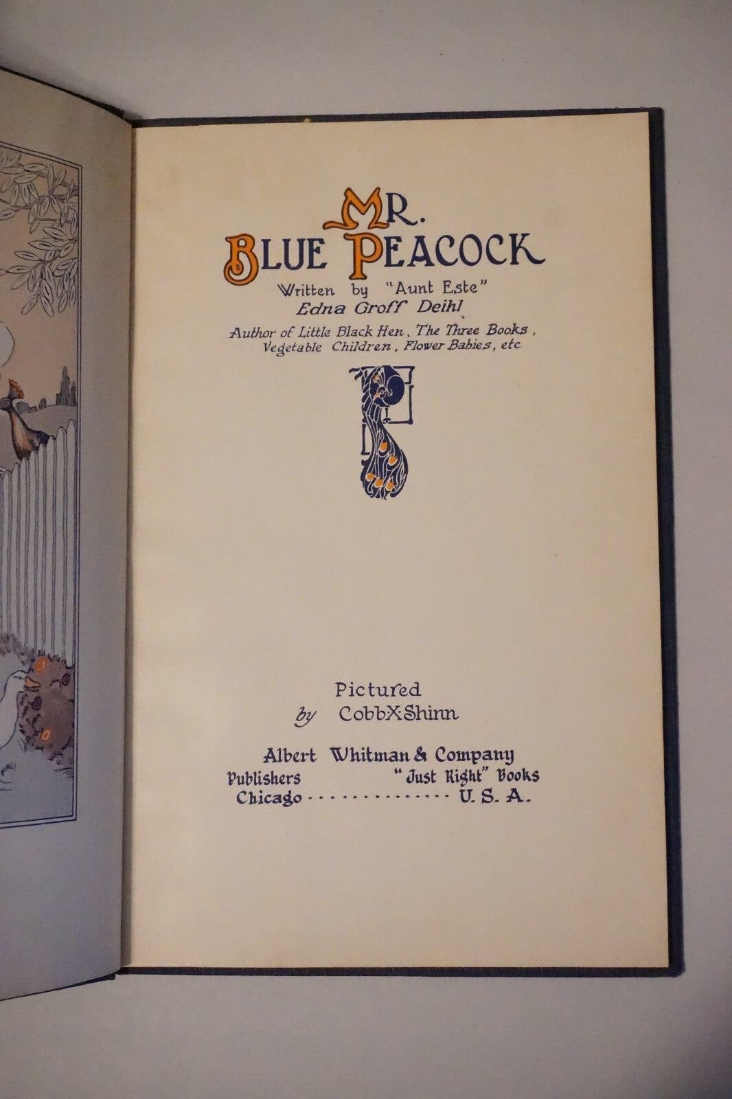 Mr. Blue Peacock by Edna Groff Deihl 1926 HC DJ