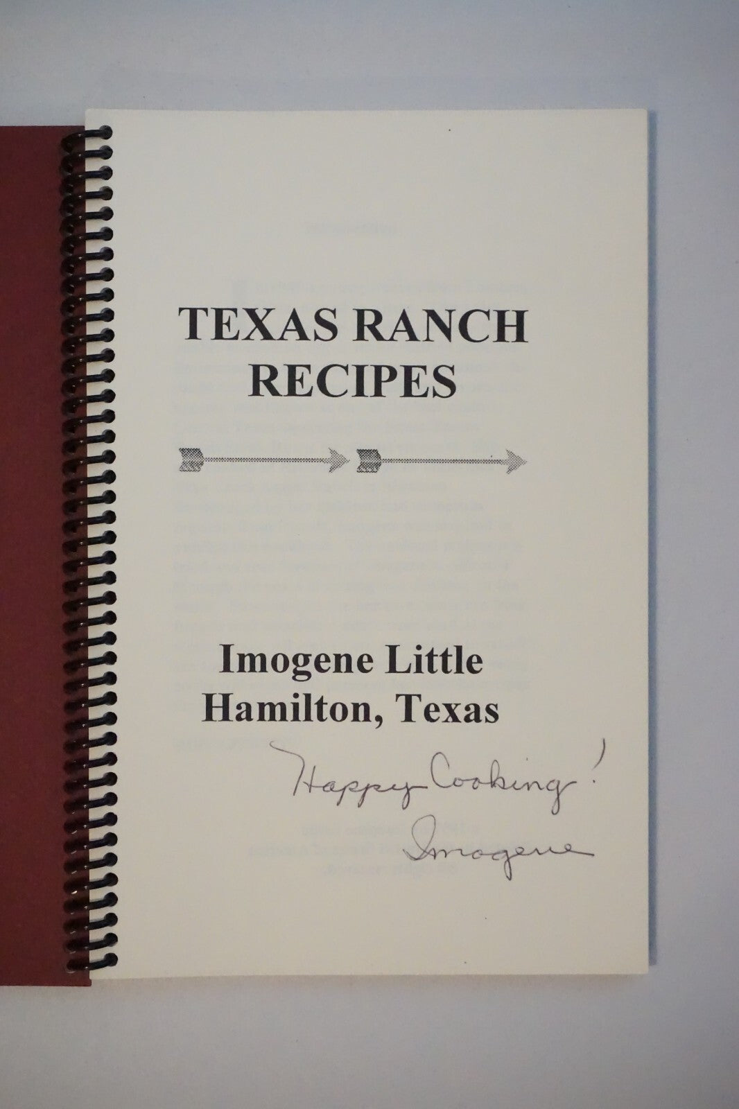 Very Rare Cookbook - Texas Ranch Recipes by Imogene Little 1997 Signed Spiral