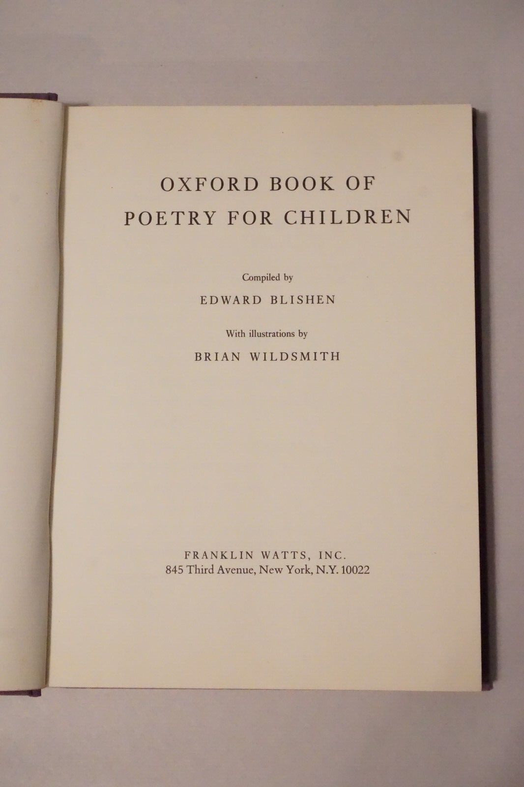 Oxford Treasury of Poetry for Children by Brian Wildsmith 1960's Signed
