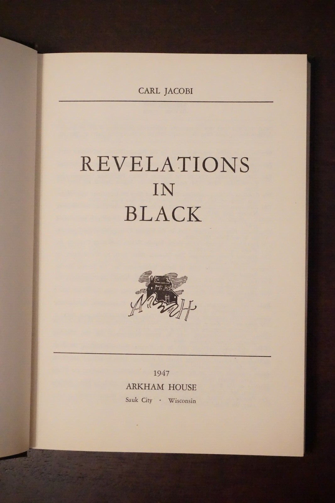 Revelations in Black by Carl Jacobi 1947 Arkham House HC DJ