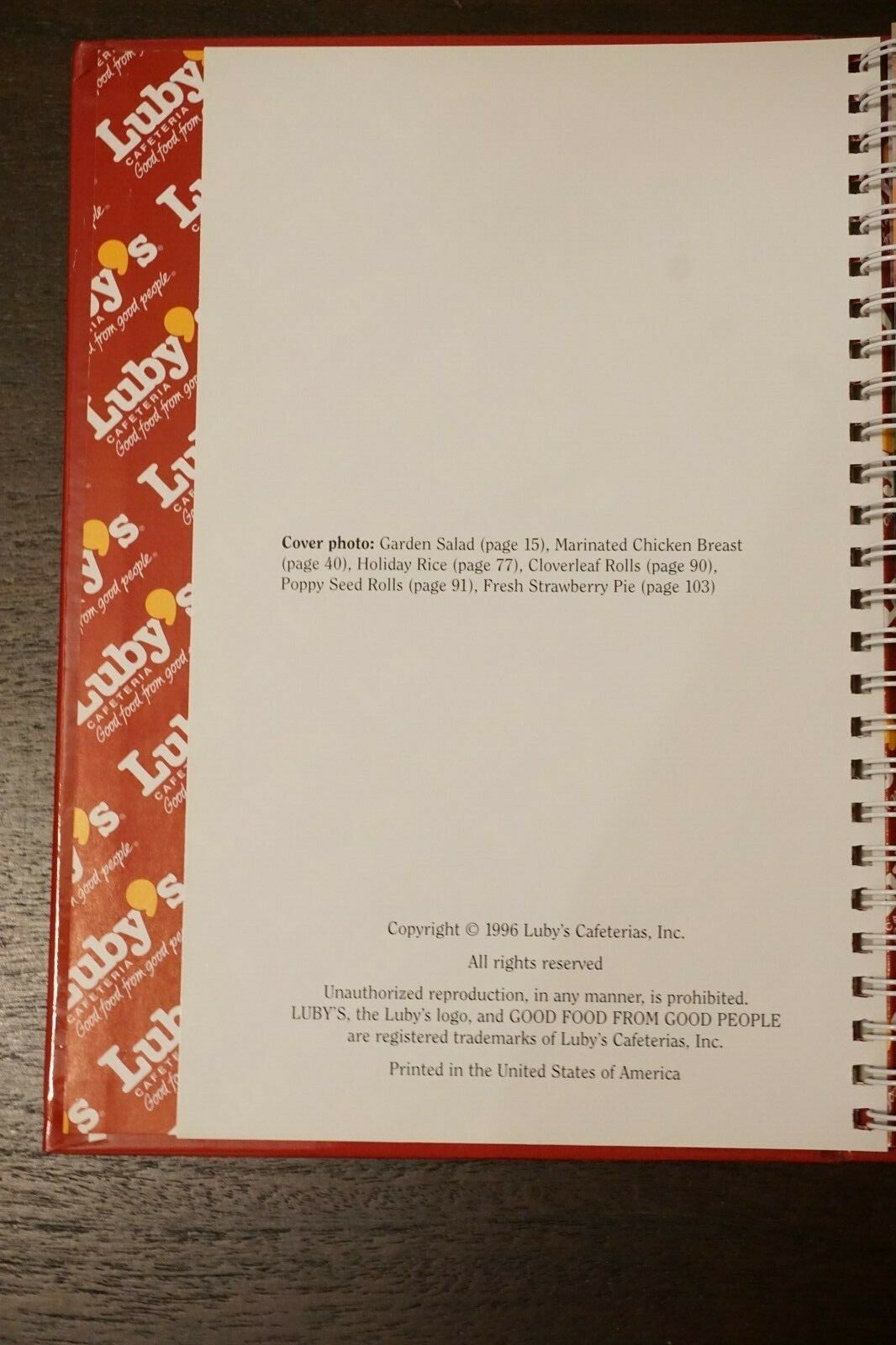 Luby's Cafeteria 50th Anniversary Recipe Collection Cookbook 1996