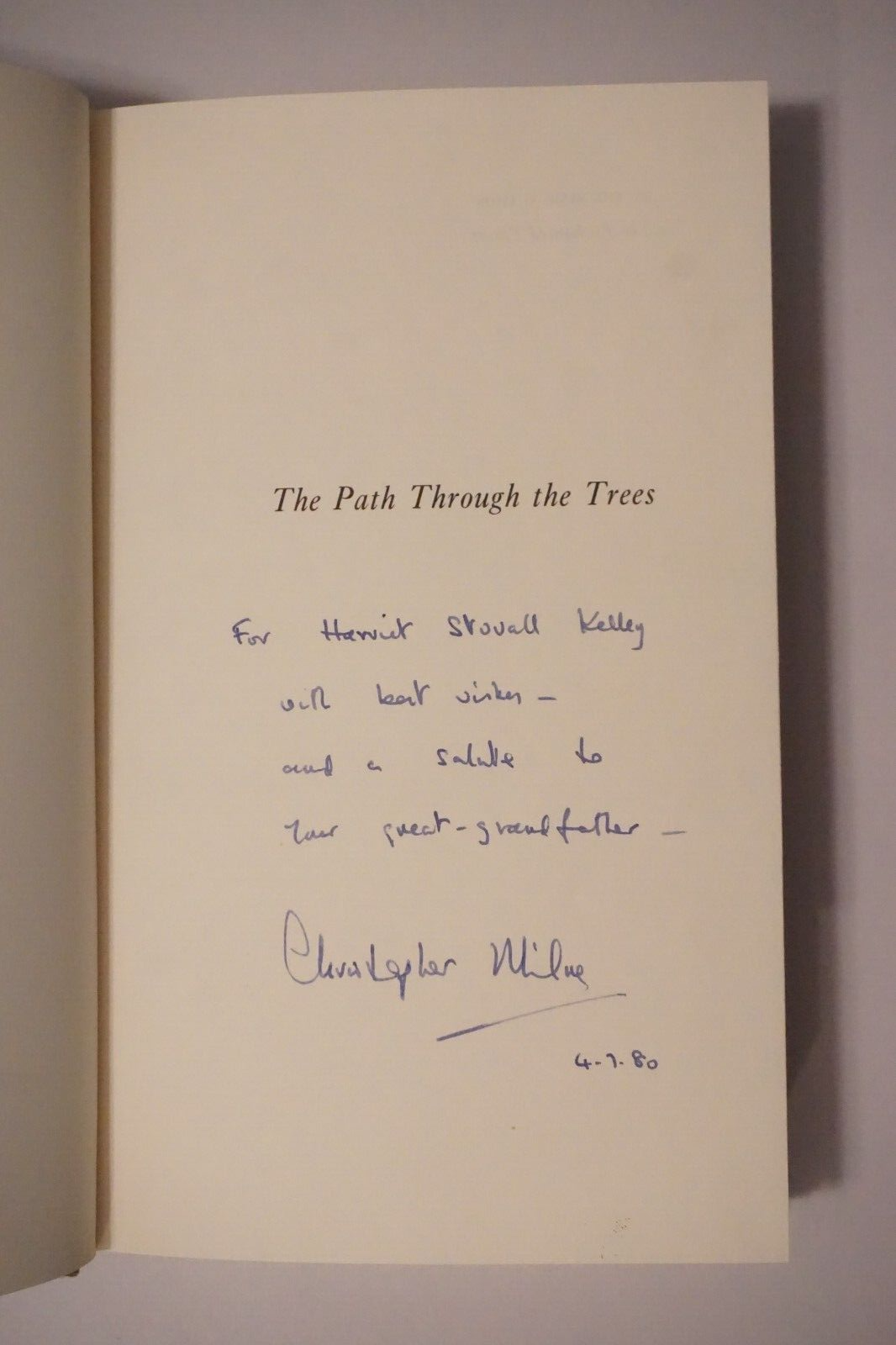 The Path Through The Trees by Christopher Milne 1979 Signed HC DJ