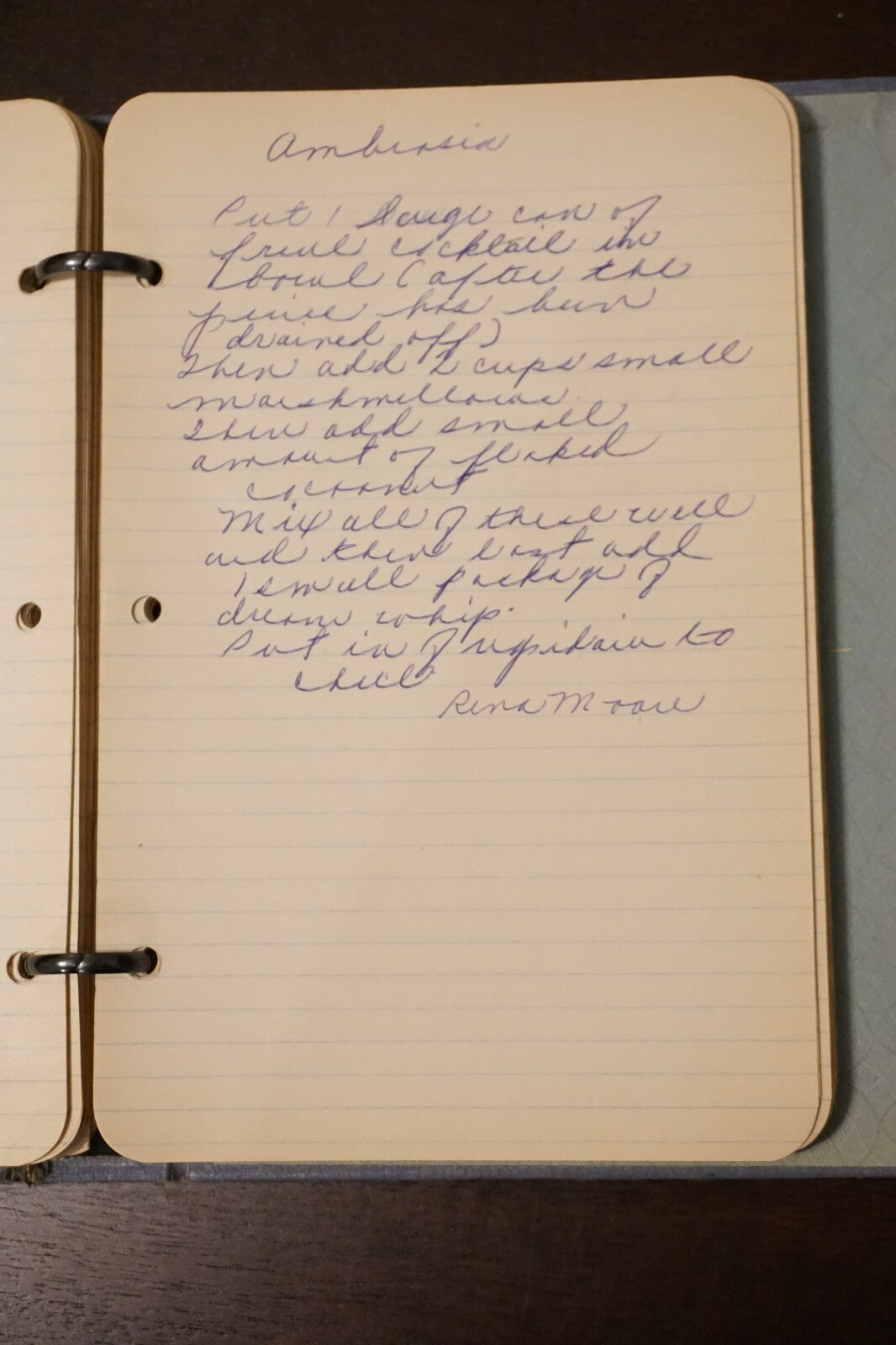 Vintage Binder with Approximately 65 Handwritten Pages of Recipes