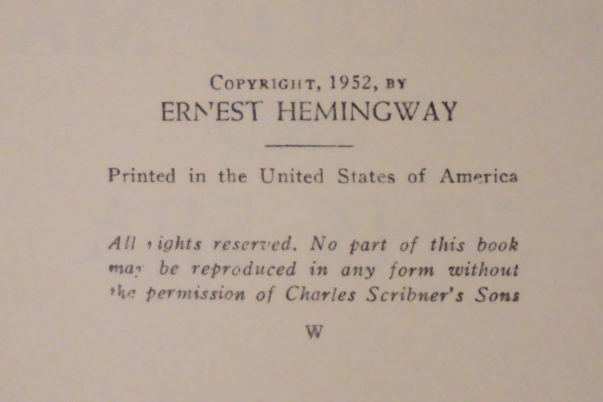 The Old Man and The Sea by Ernest Hemingway 1952 HC DJ BOM "W"