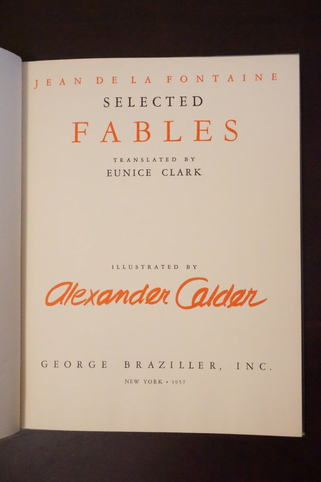 Selected Fables by Jean La Fontaine & Illustrated by Alexander Calder 1957 Signed HC DJ
