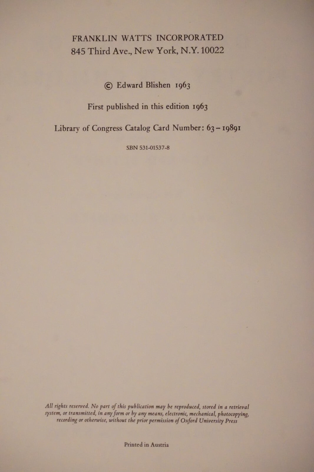 Oxford Treasury of Poetry for Children by Brian Wildsmith 1960's Signed