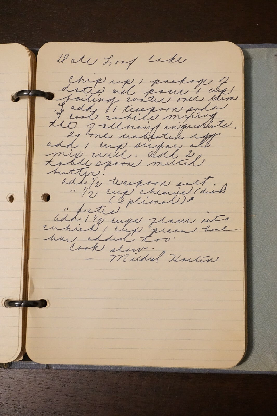 Vintage Binder with Approximately 65 Handwritten Pages of Recipes