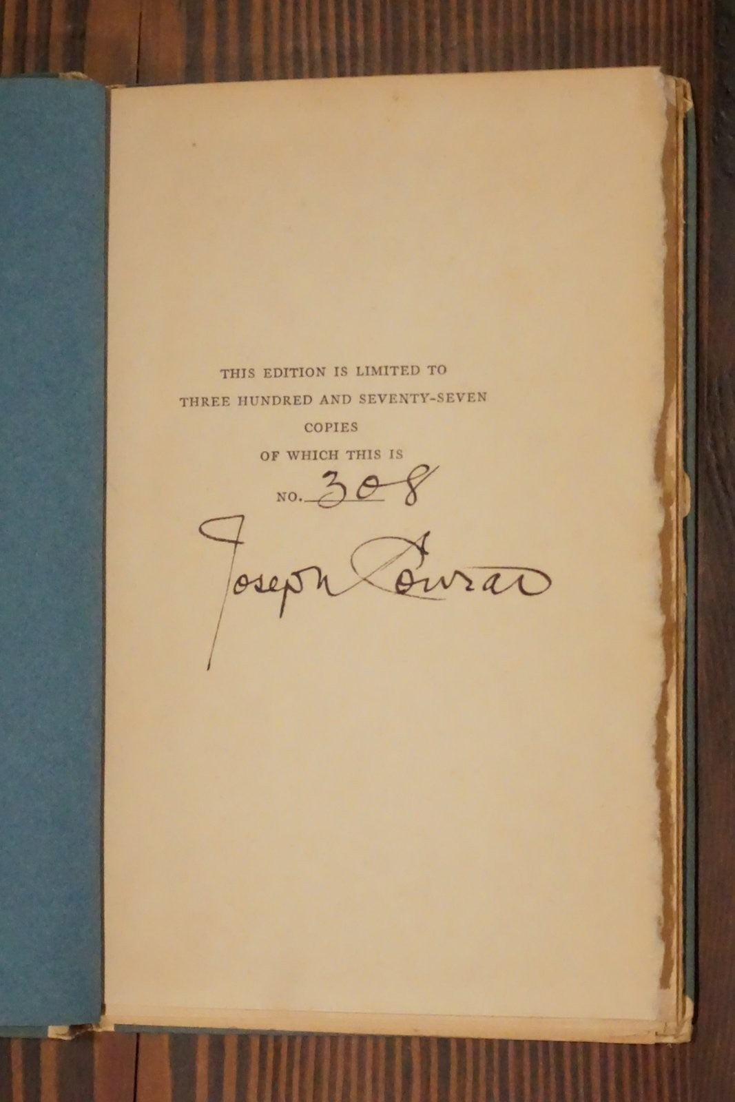 One Day More Joseph Conrad Signed Limited Edition 308 of 377 Doubleday 1920