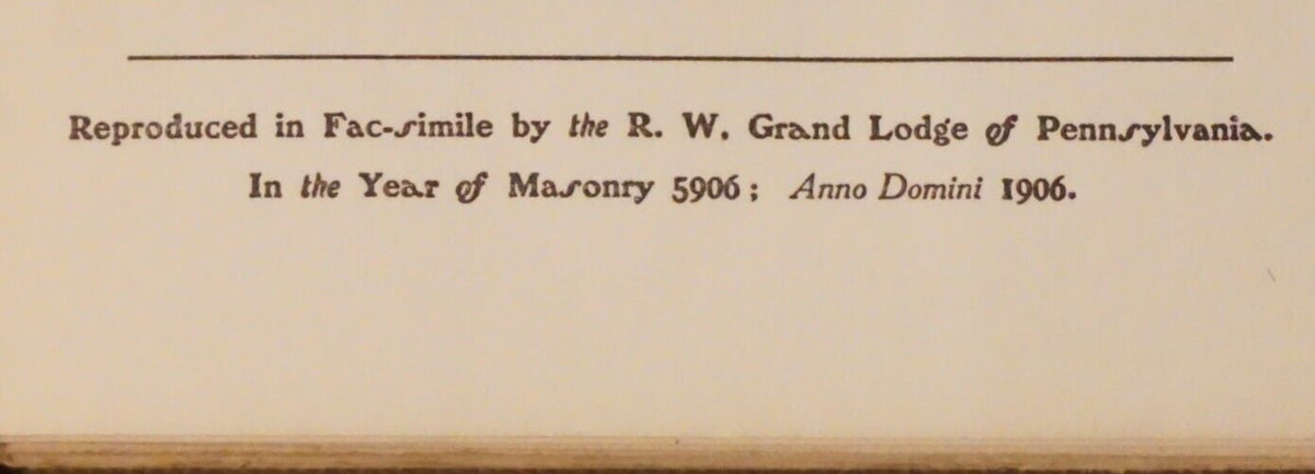 The Constitutions of Freemasons by Grand Lodge of Pennsylvania 1906 Hardcover