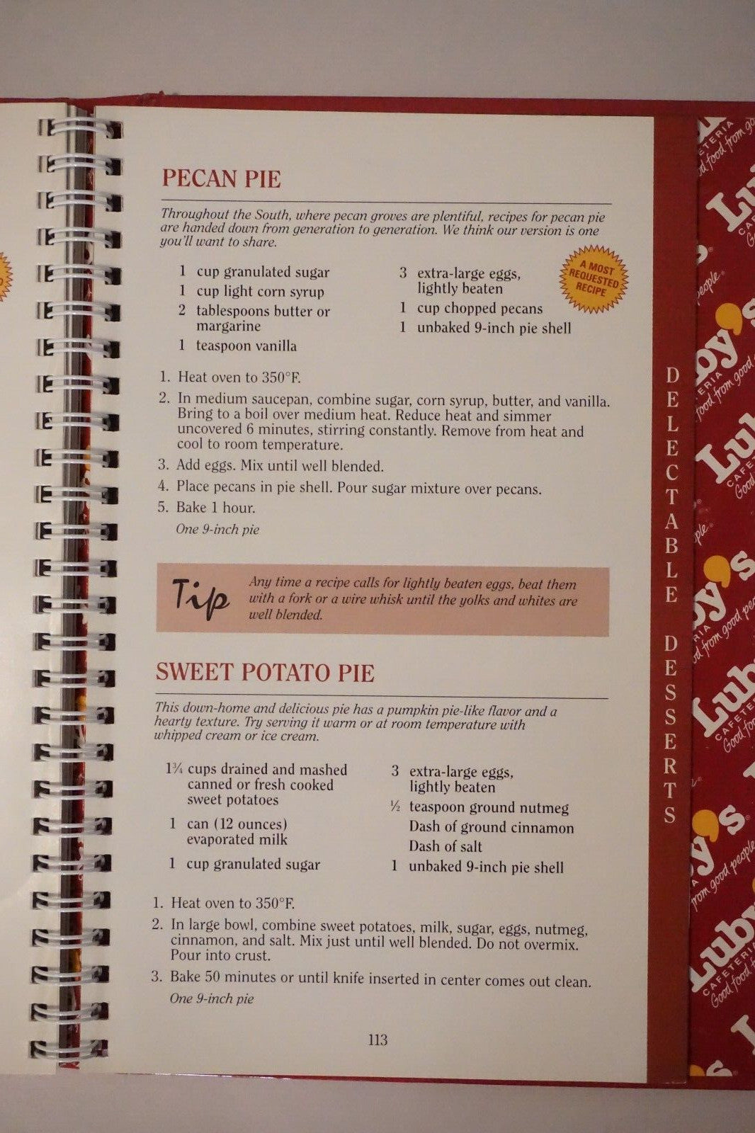 Luby's Cafeteria 50th Anniversary Recipe Collection Cookbook 1996