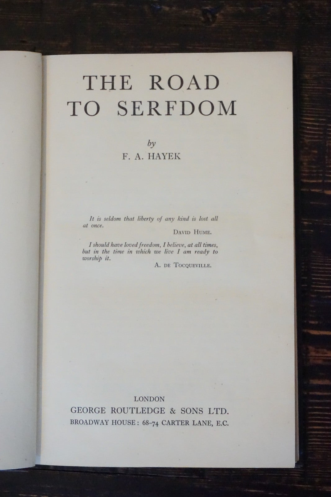 The Road To Serfdom by F. A. Hayek 1944 Third British Impression HC DJ