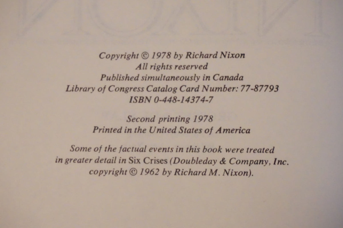The Memoirs of Richard Nixon 1978 Signed Hardcover Dust Jacket