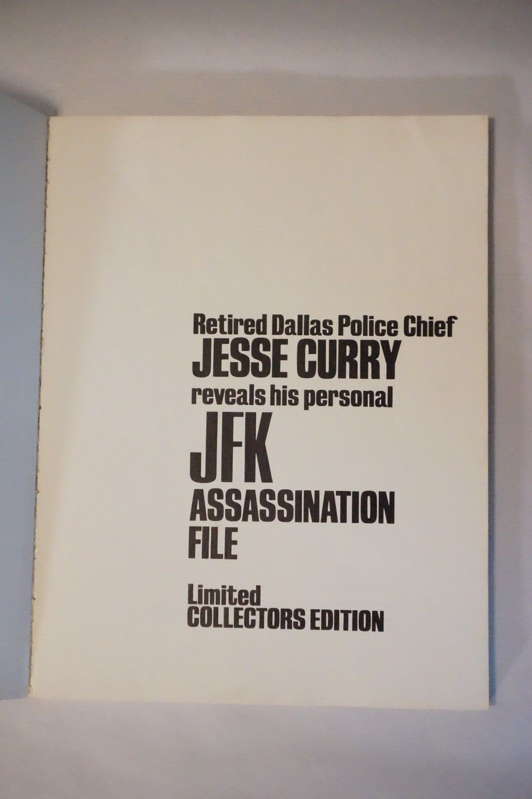 Dallas Police Chief Jesse Curry Personal JFK Assassination File 1969 Signed