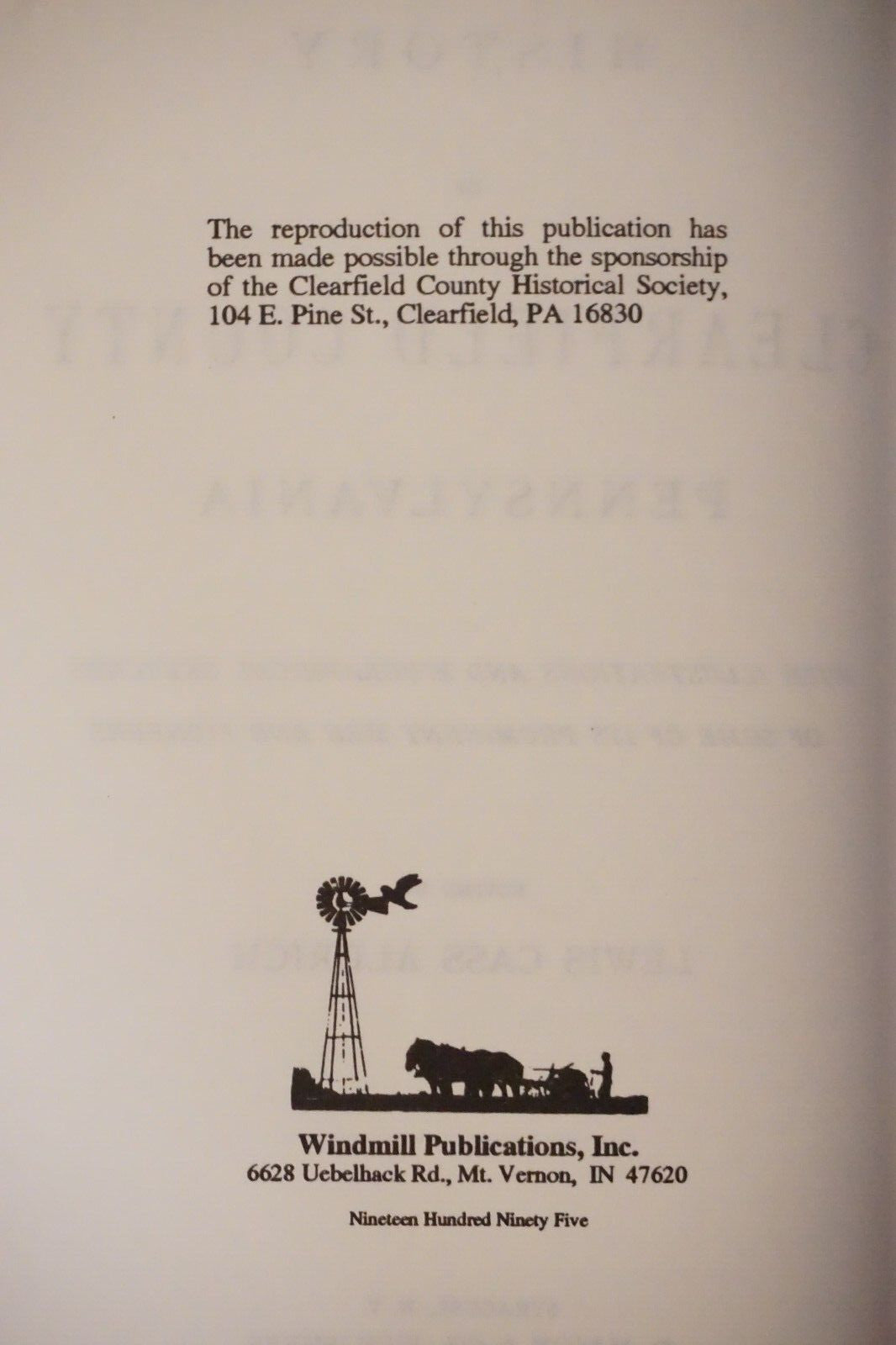 History of Clearfield County, Pennsylvania by Lewis Cass Aldrich 1995 Hardcover