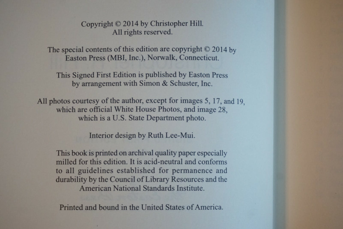 Outpost by Christopher R. Hill 2014 Signed 1st Edition Easton Press No. 4 of 600
