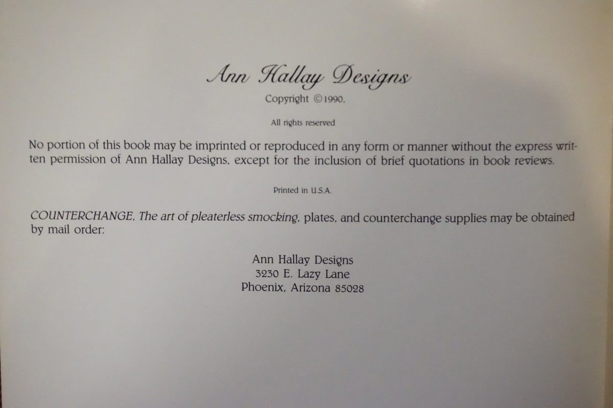 Counterchange Pleaterless Smocking by Ann Hallay 1990 Heirloom Sewing