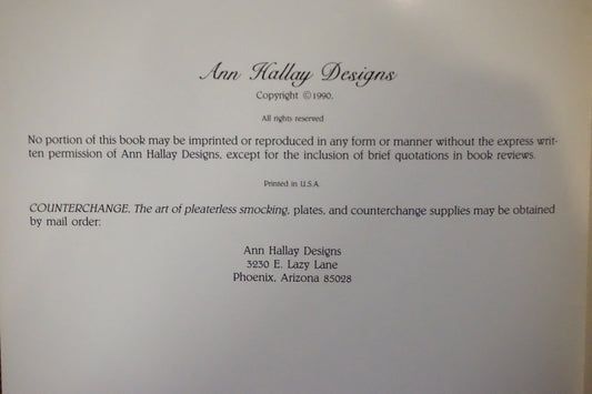 Counterchange Pleaterless Smocking by Ann Hallay 1990 Heirloom Sewing
