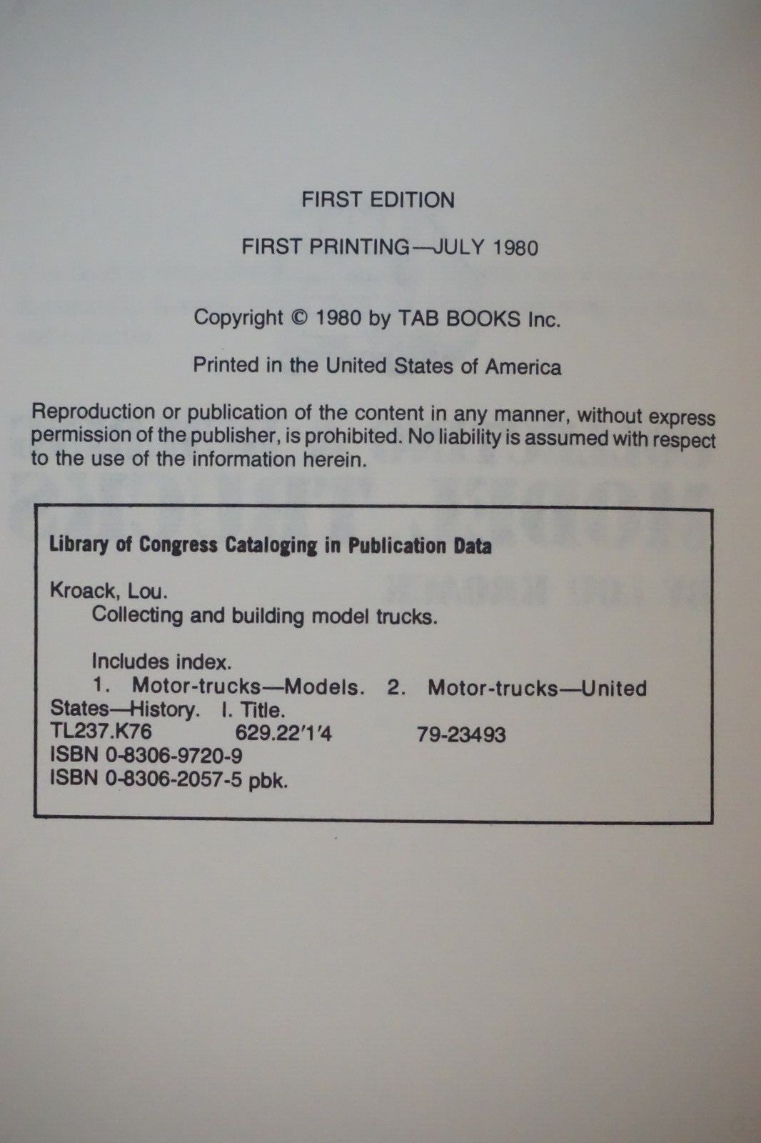 Collecting and Building Model Trucks by Lou Kroack 1980 Signed 1st Printing