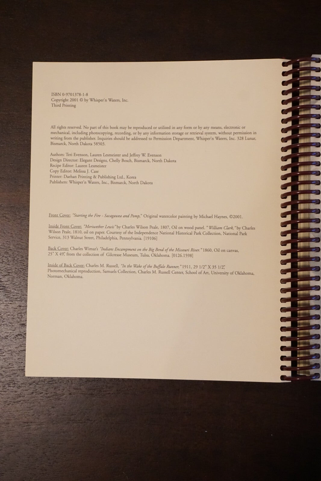 Vintage 2001 The Sacagawea Signed Copy Cookbook Recipes Cooking