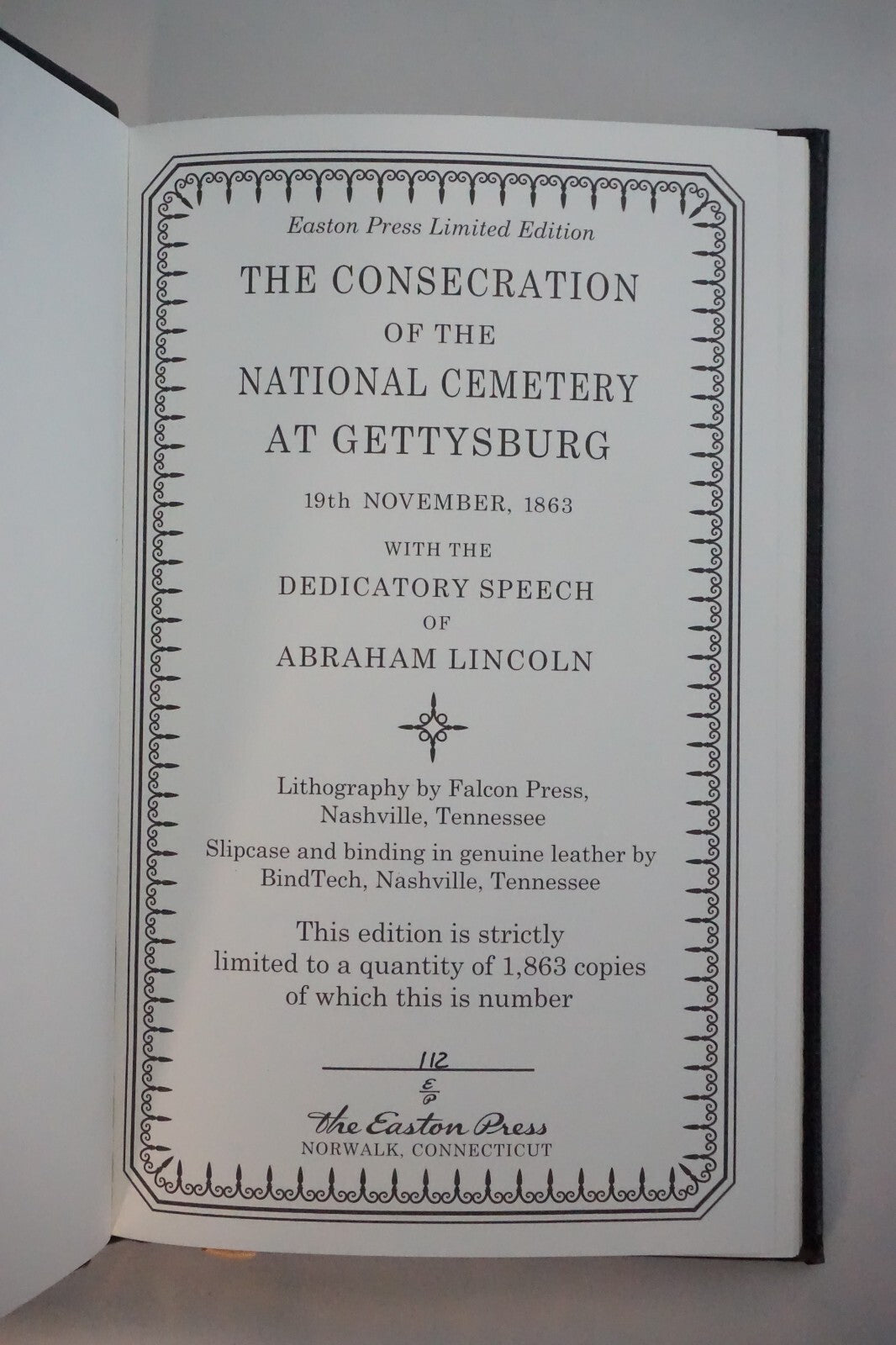 The Consecration of the National Cemetery at Gettysburg Easton Leather Slipcase