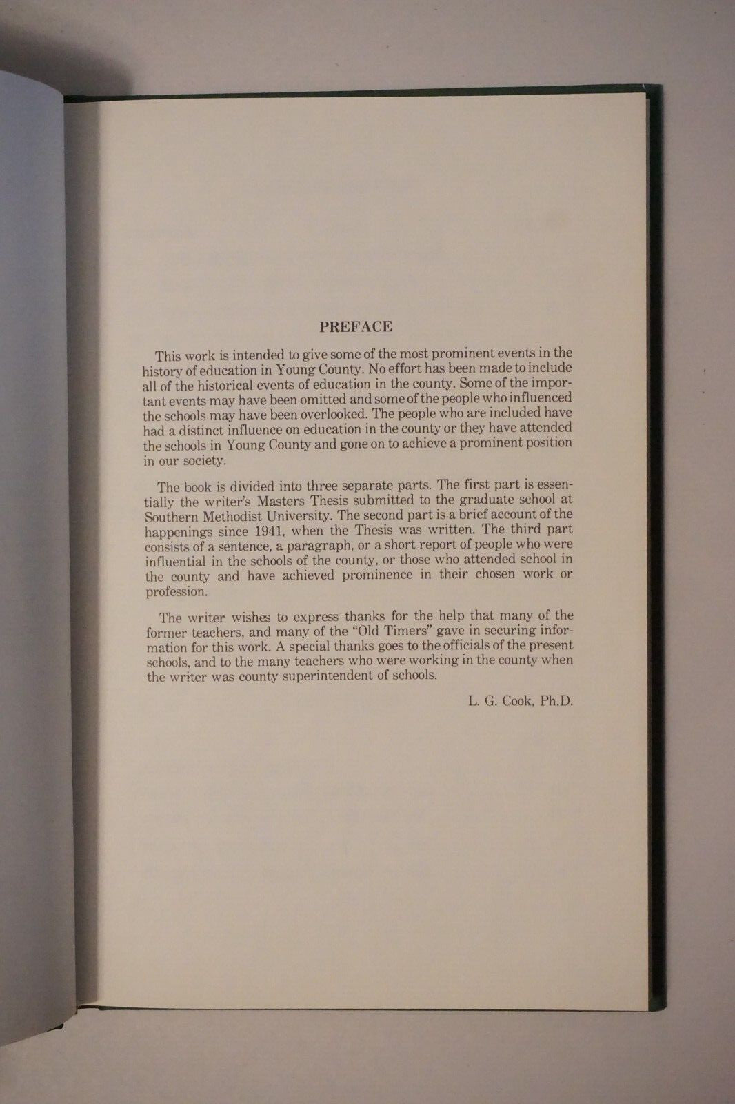 The History of Education in Young County, Texas by Dr. L.G. Cook