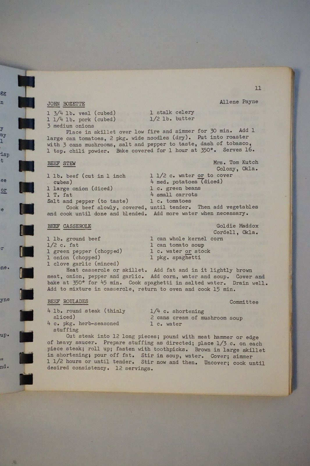 Rare - The Columbian Memorial Presbyterian Church Colony, Oklahoma Cookbook 1964