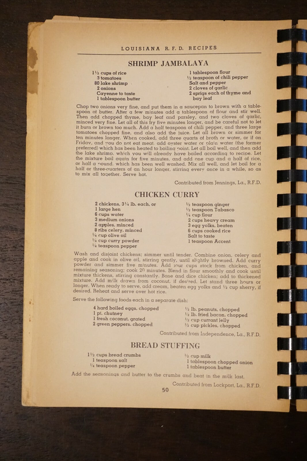 Rare Louisiana RFD Recipes Cookbook 1956 Spiralbound Creole