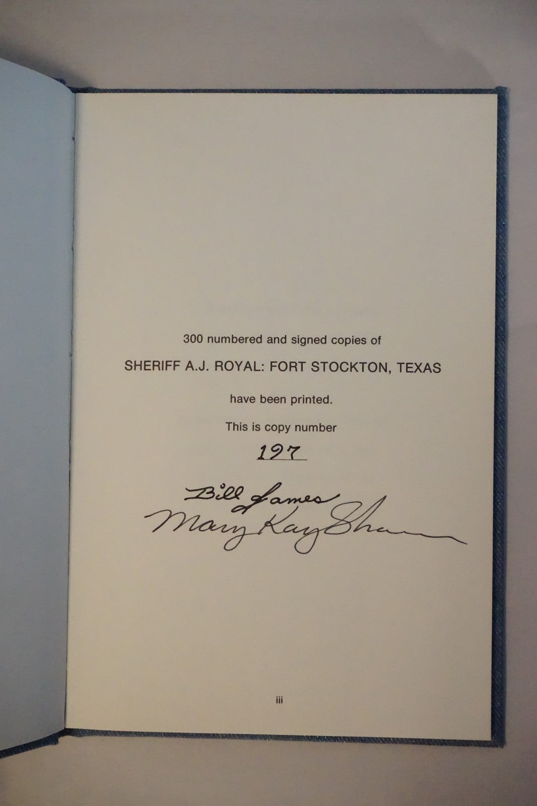 Sheriff A.J. Royal by Bill C. James and Mary Kay Shannon 1984 Signed Limited Ed