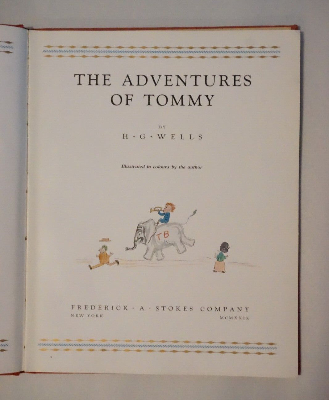The Adventures of Tommy by H. G. Wells 1929 1st Edition HC DJ