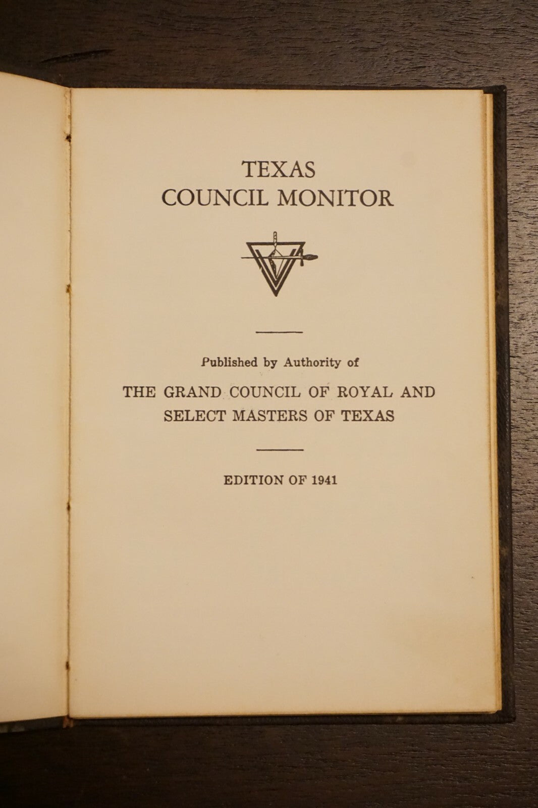 Texas Chapter and Council Monitor Masonic Book Softcover 1954