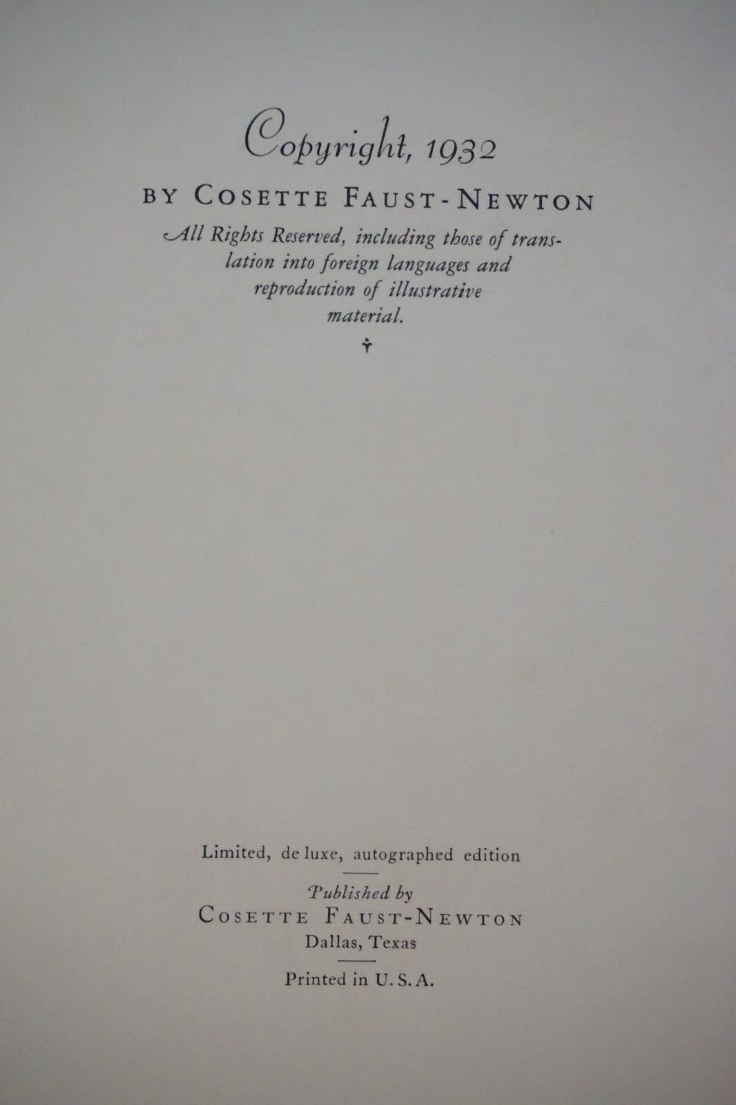 The Rainbow-Hued Trail by Cosette Faust-Newton 1932 Hardcover Signed
