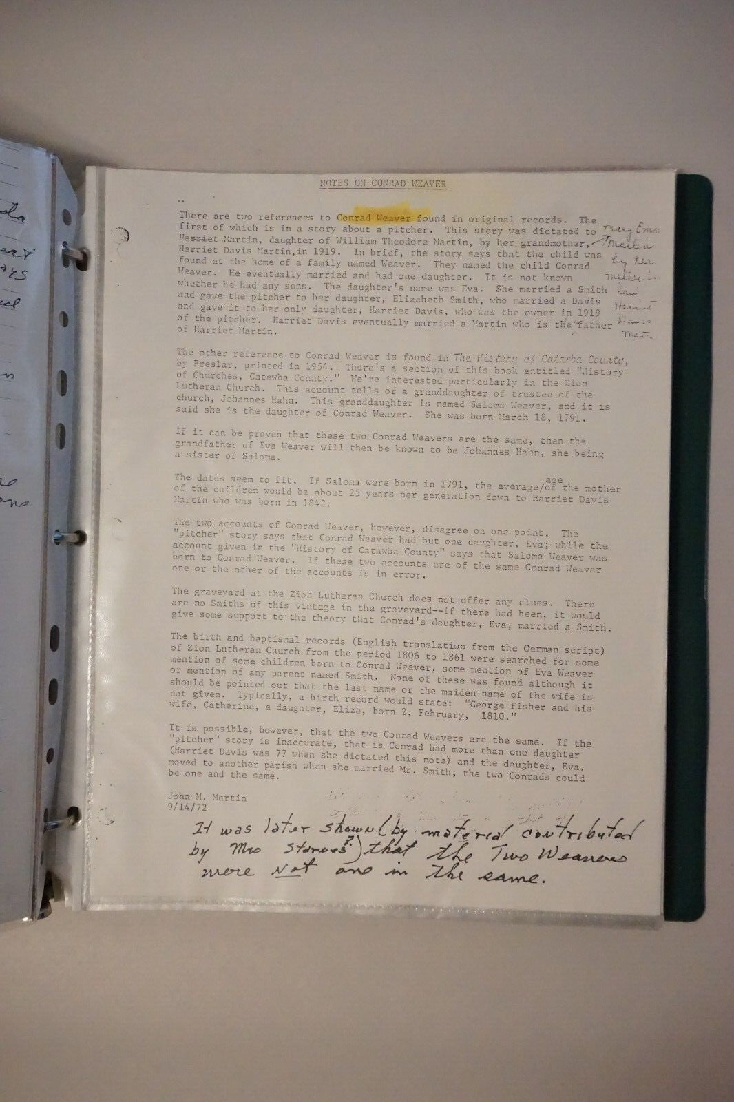 Martin Family Genealogy Research Notebook by William M. Montgomery
