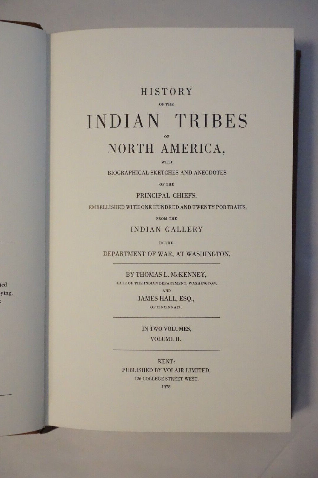 Indian Tribes of North America: Volumes I and II by McKenney and Hall 1978