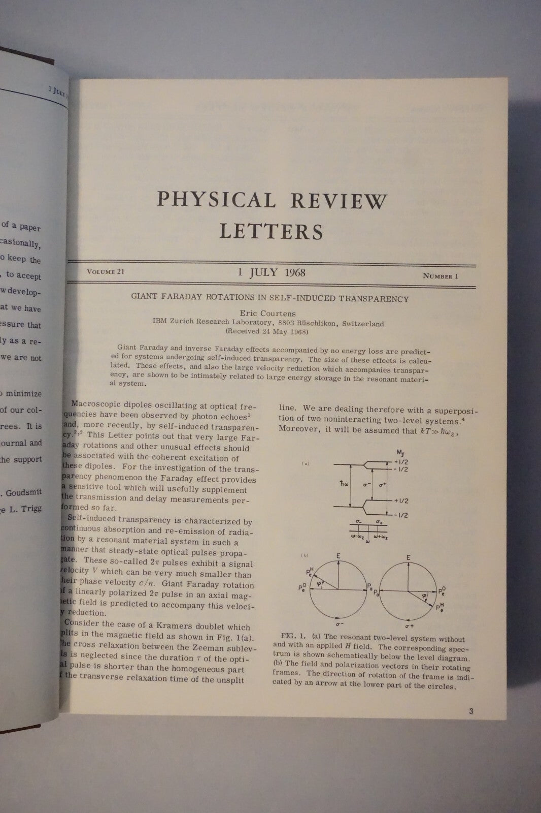 Physical Review Letters 1968 Volume 21 Number 1-26