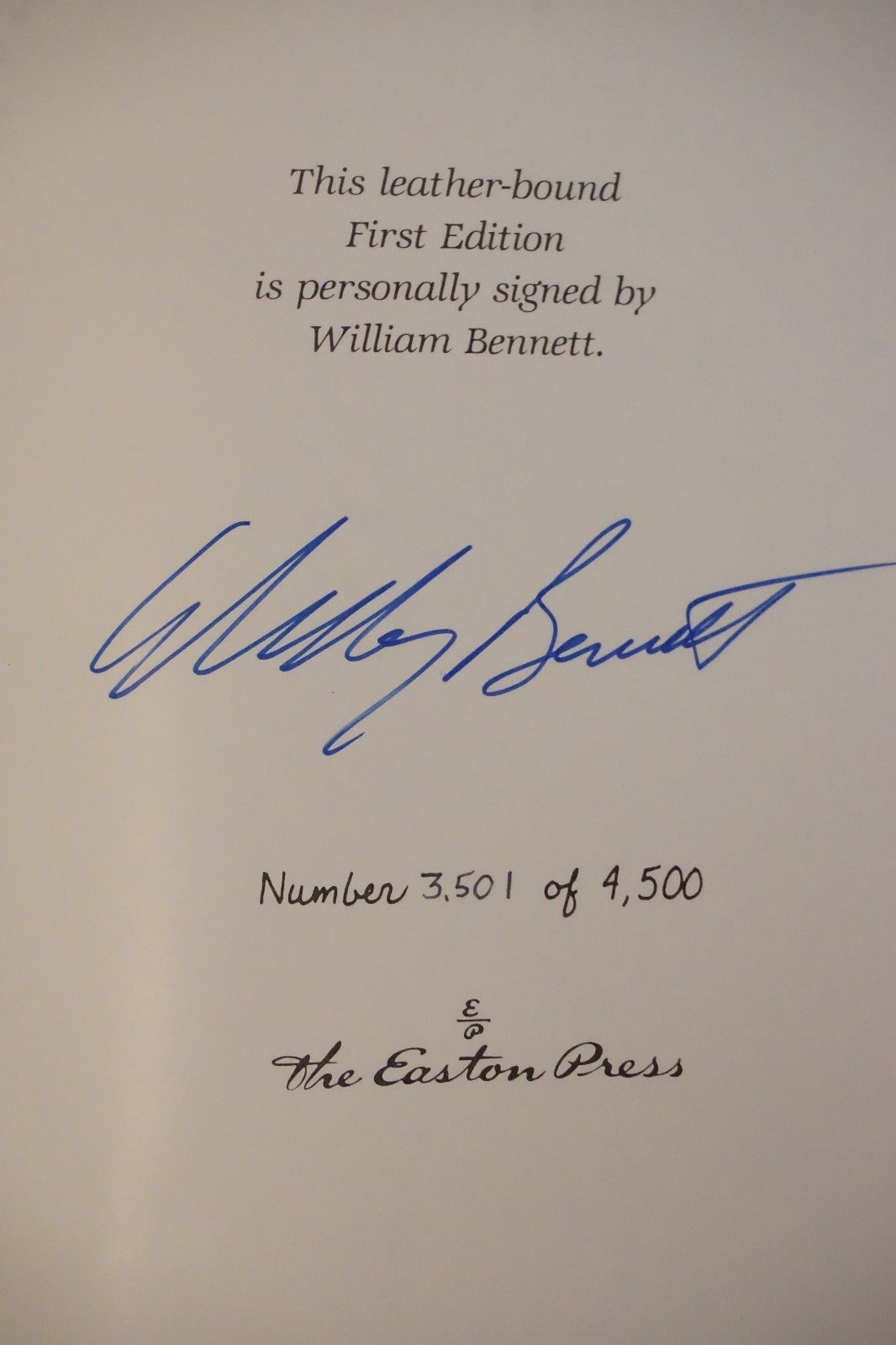 The Moral Compass (Signed) & The Book of Virtues by William Bennett Easton Press