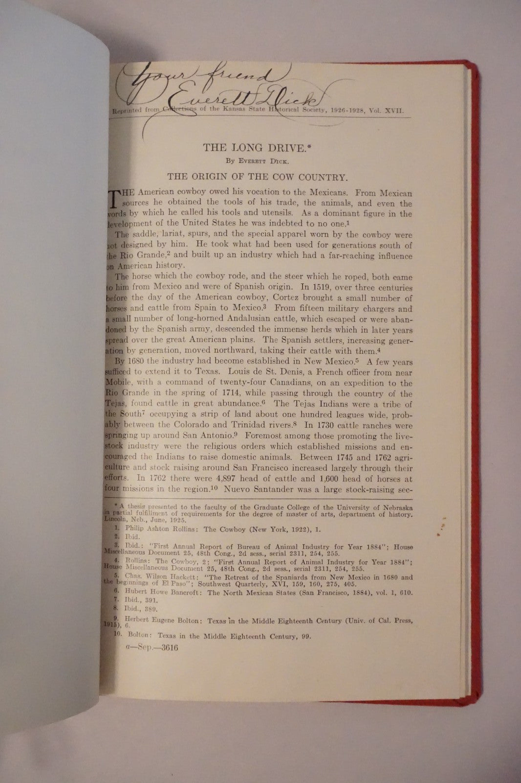 Very Rare Signed Copy of The Long Drive by Everett Dick