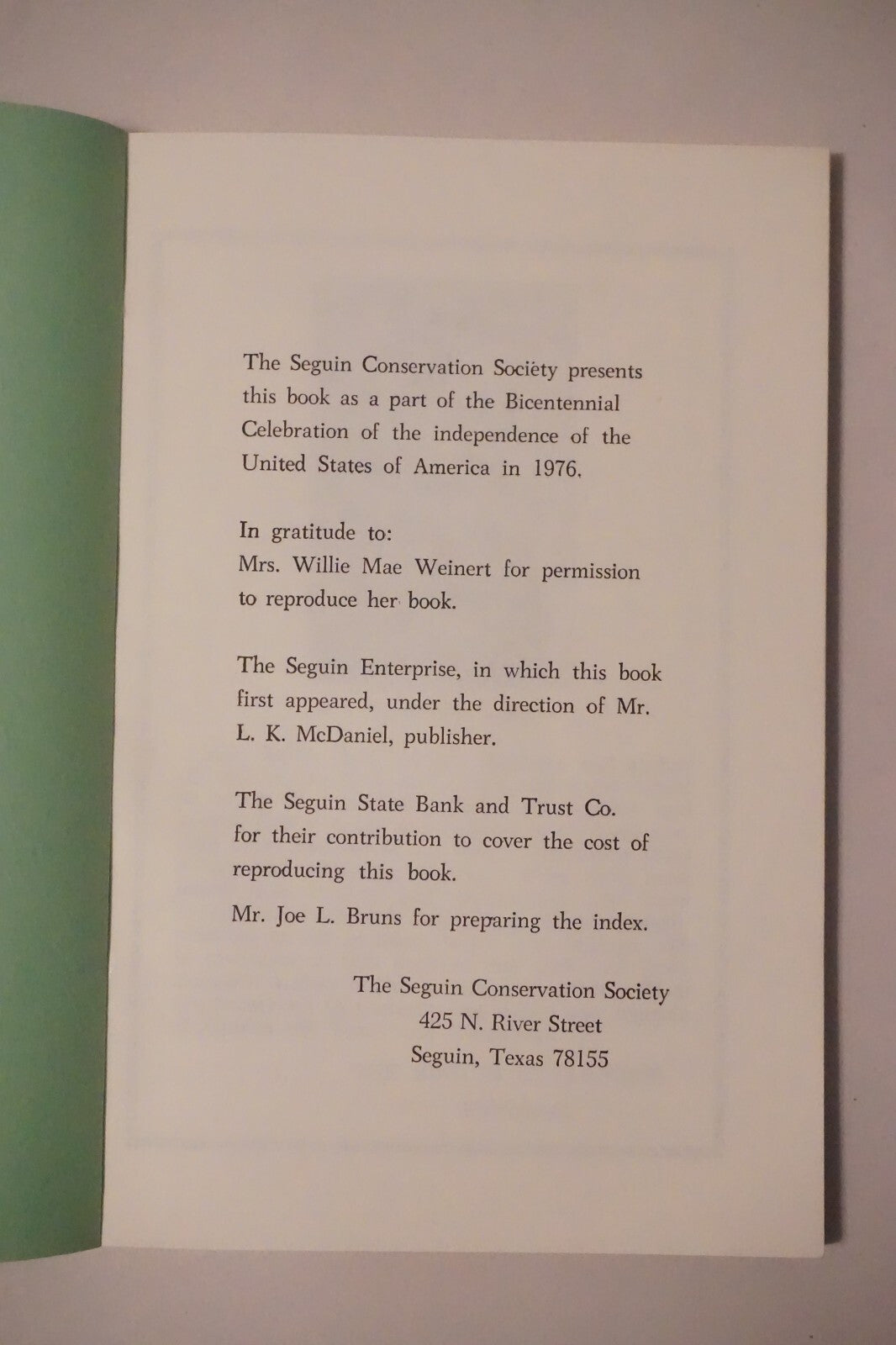 An Authentic History of Guadalupe County by Wille Mae Weinert 1976 Softcover