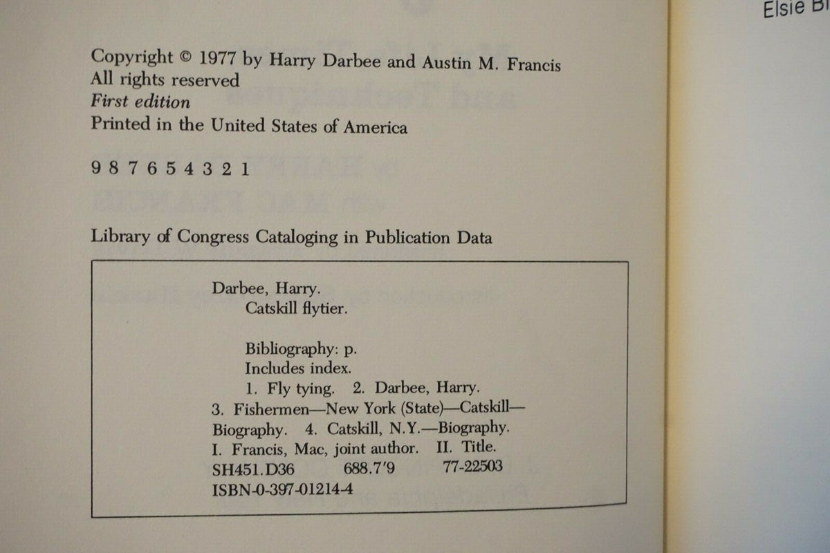 Catskill Flytier by Harry Darbee and Mac Francis 1977 HC DJ 1st Edition Signed 9780397012145