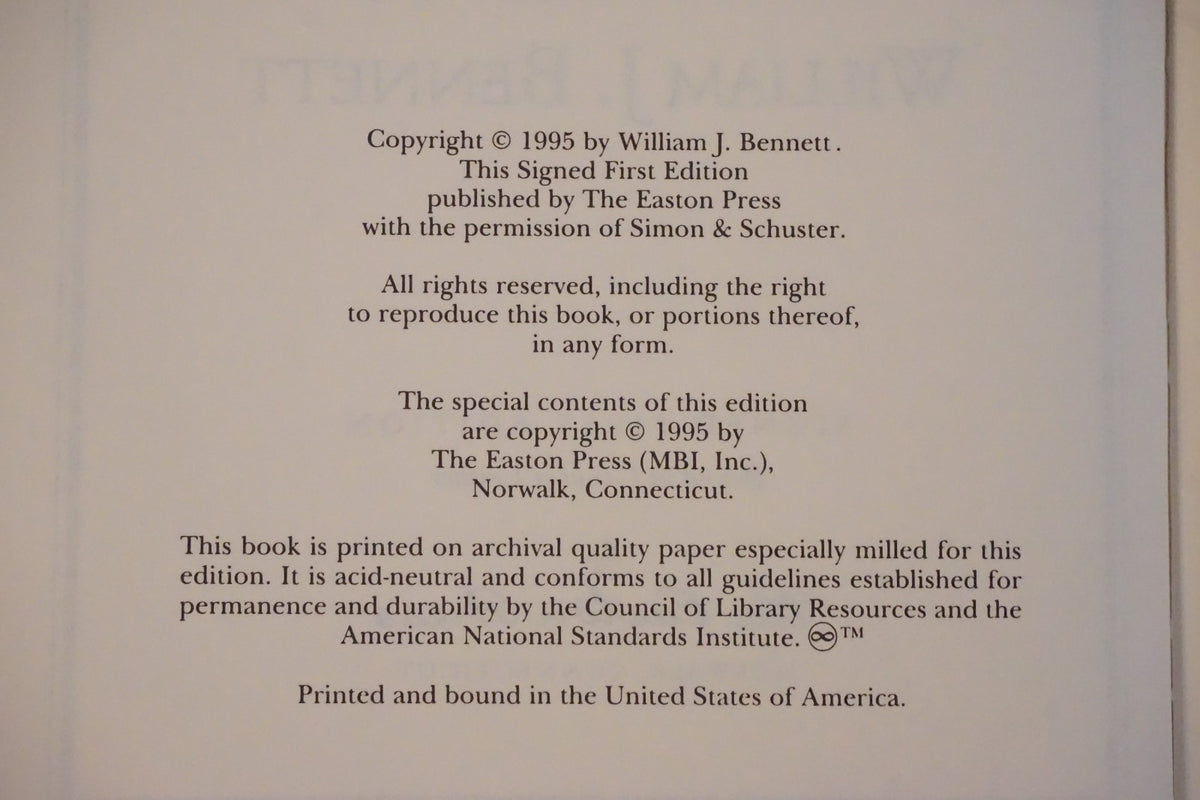 The Moral Compass (Signed) & The Book of Virtues by William Bennett Easton Press