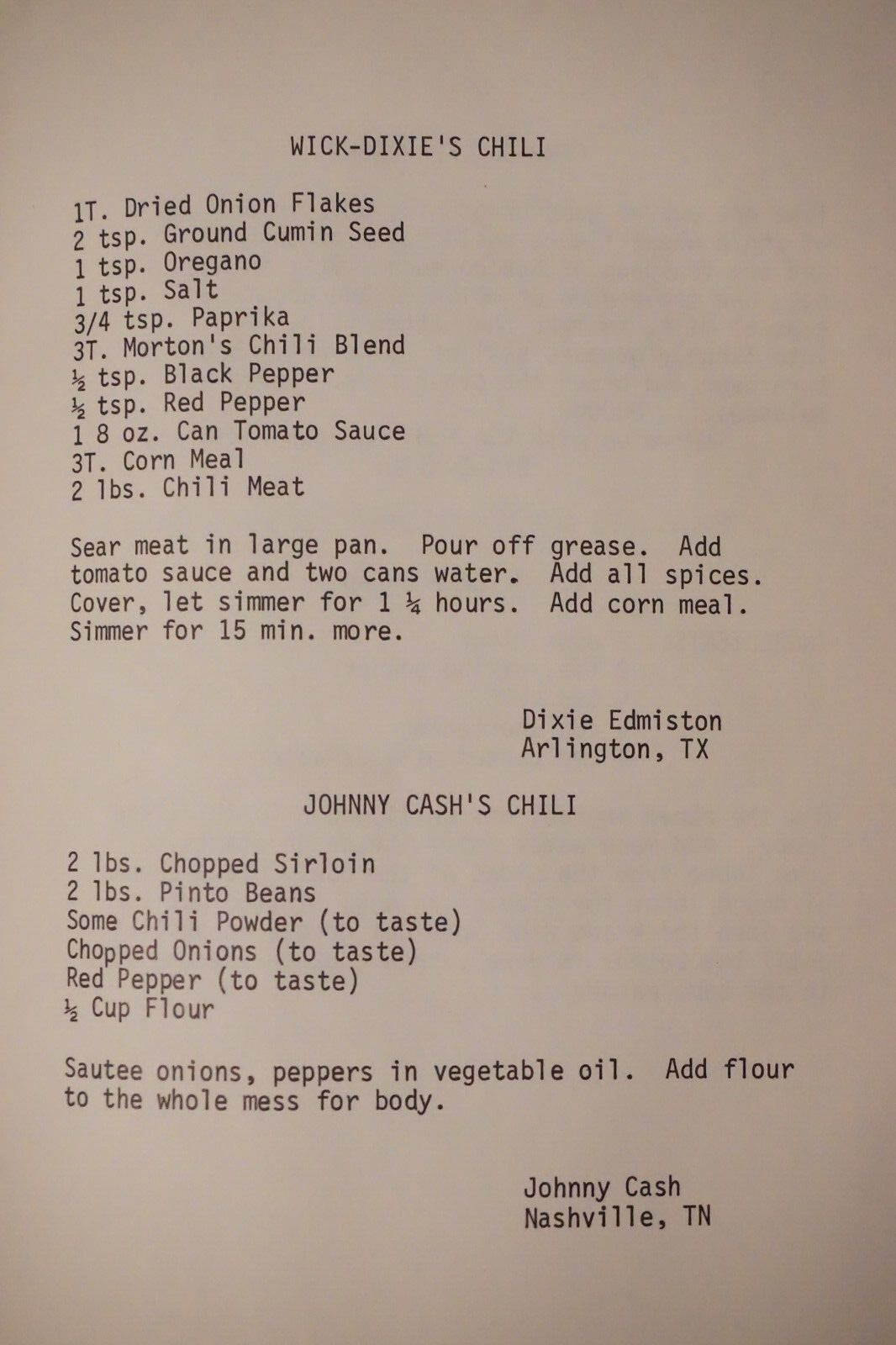 The KFM 92 1/2 Texas Chili Cook Book Hardcover
