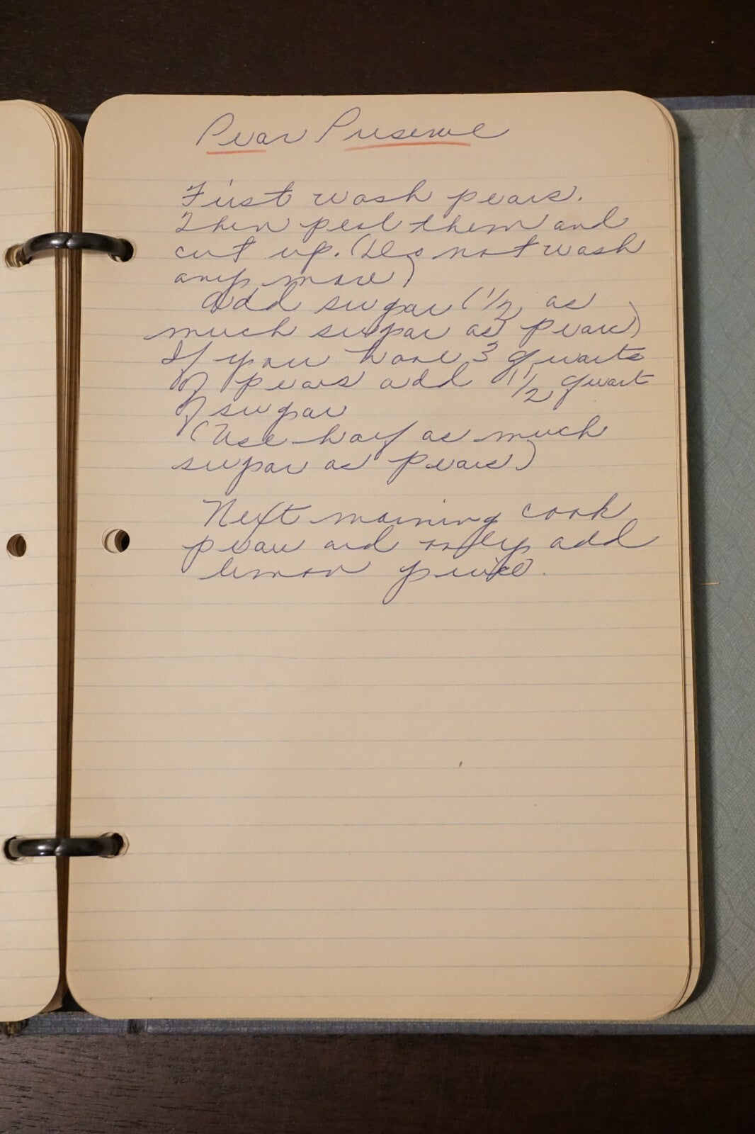 Vintage Binder with Approximately 65 Handwritten Pages of Recipes