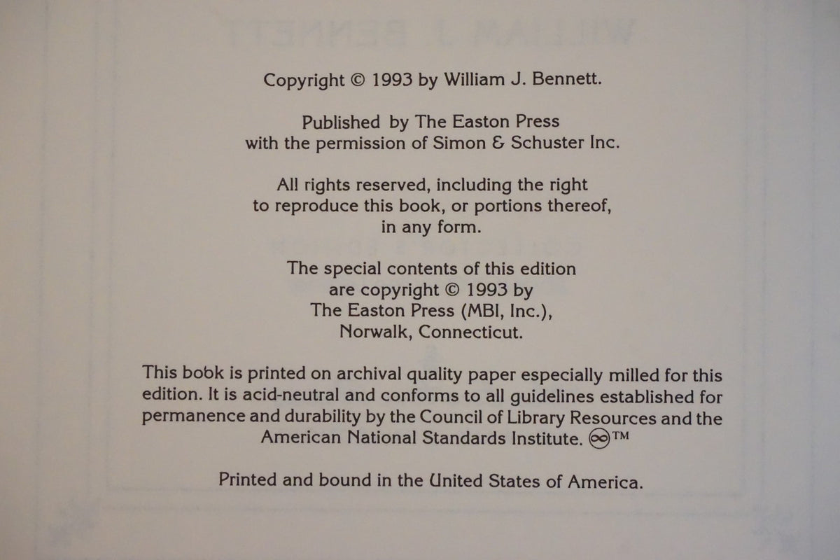 The Moral Compass (Signed) & The Book of Virtues by William Bennett Easton Press