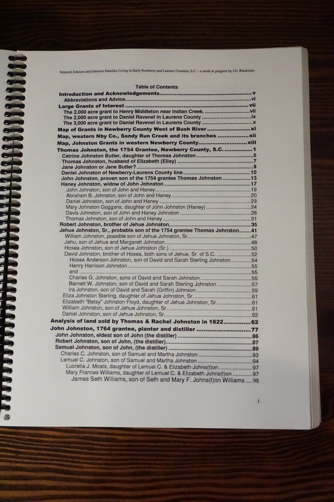 Selected Johnson and Johnston Families by J.E. Blackmon 2011 Ringbound