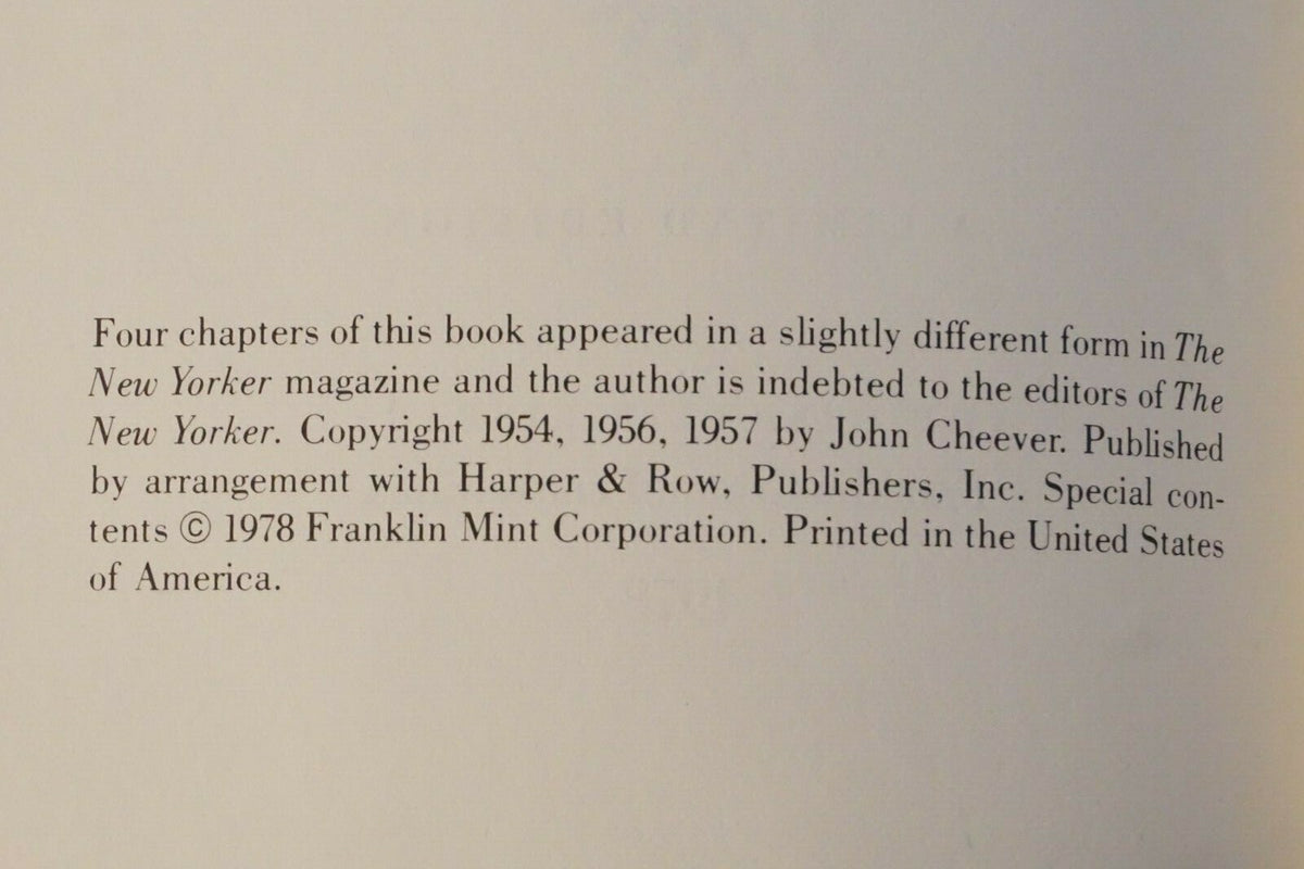 The Wapshot Chronicle by John Cheever Franklin Library 1978 Leather Signed