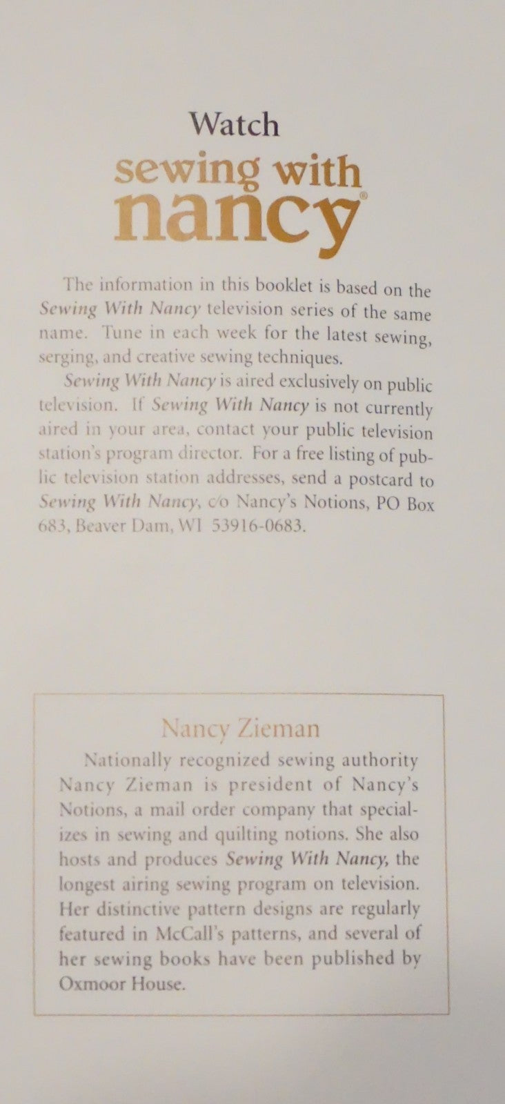 Sewing with Nancy Gifts for Guys Nancy Zieman 1995 Booklet Eleven Gift Ideas for Men