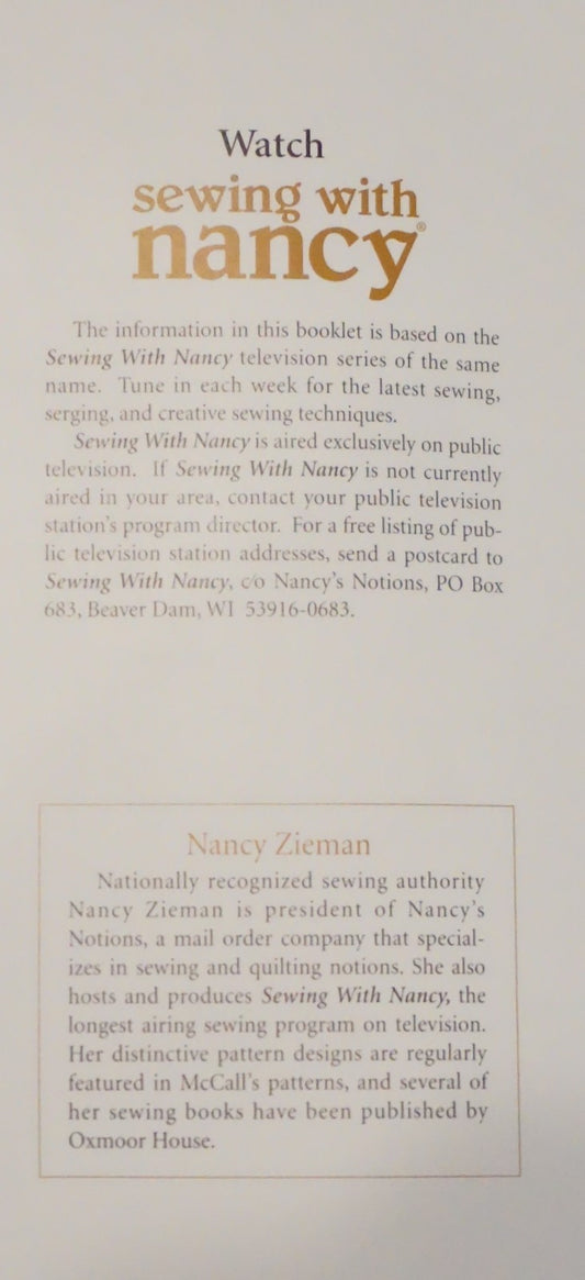 Sewing with Nancy Gifts for Guys Nancy Zieman 1995 Booklet Eleven Gift Ideas for Men