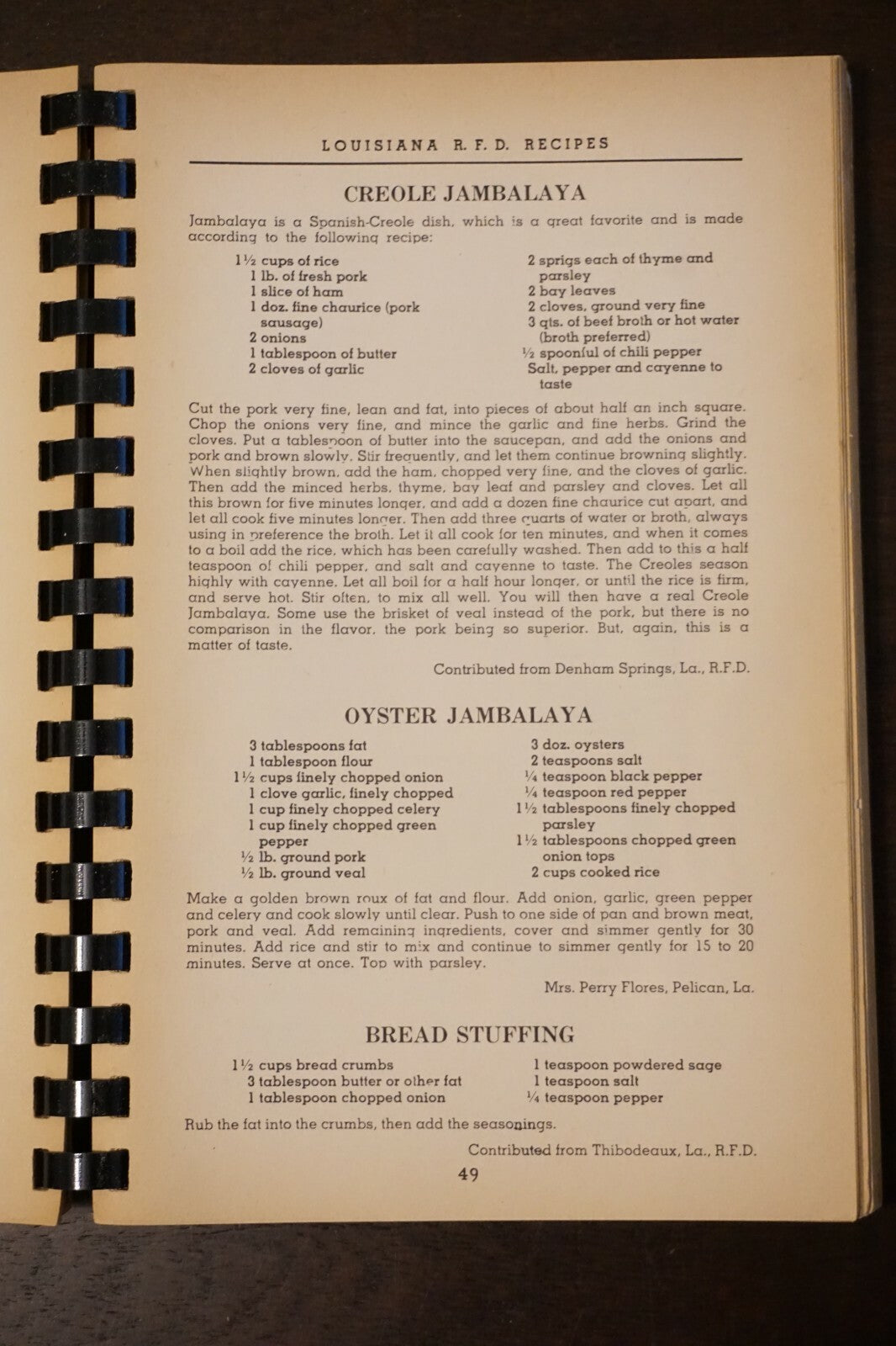 Rare Louisiana RFD Recipes Cookbook 1956 Spiralbound Creole